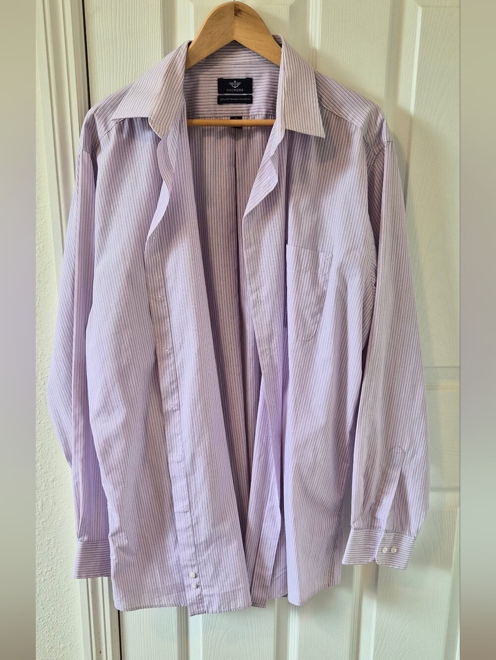 Men's Lavender Stripe Dress Shirt - Classic Long Sleeve